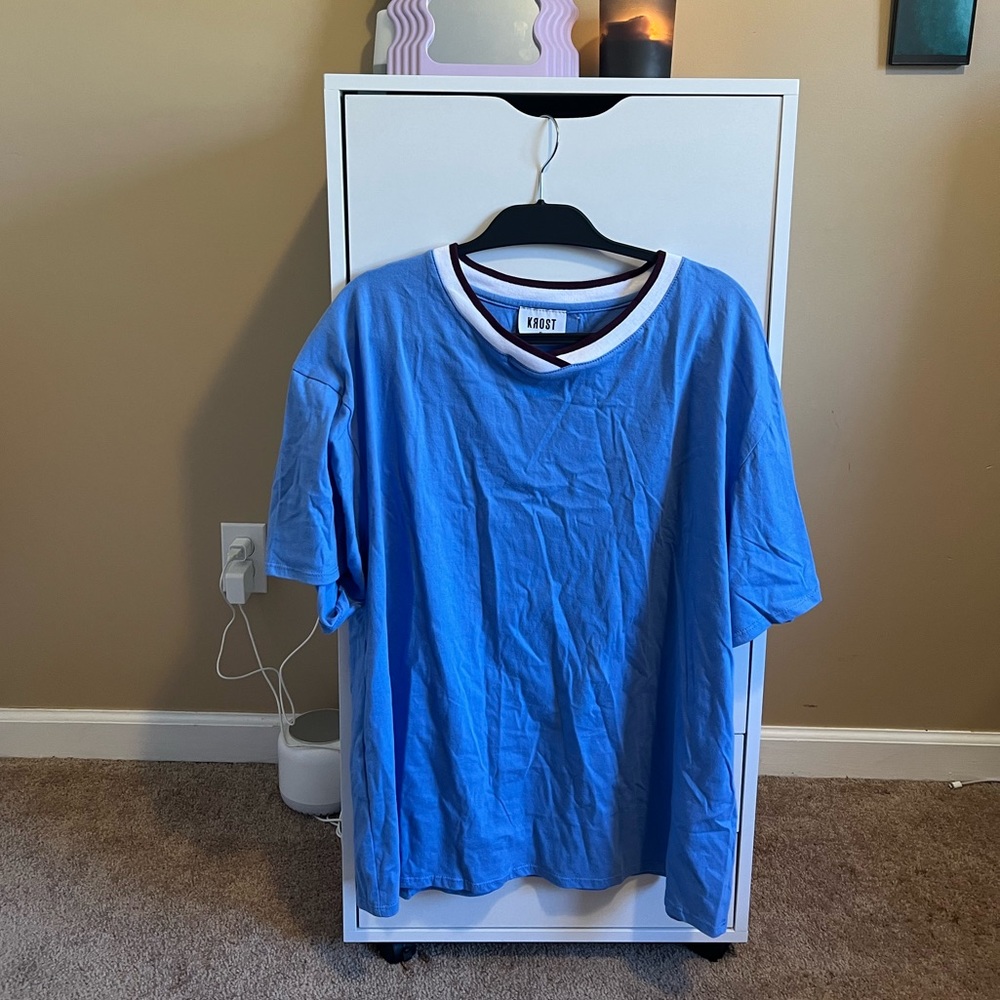 Krost Blue V Neck Tee with Collar